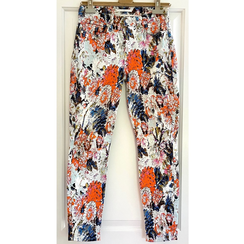 7 For All Mankind Ankle Skinny Jeans, Floral Print, Size 26